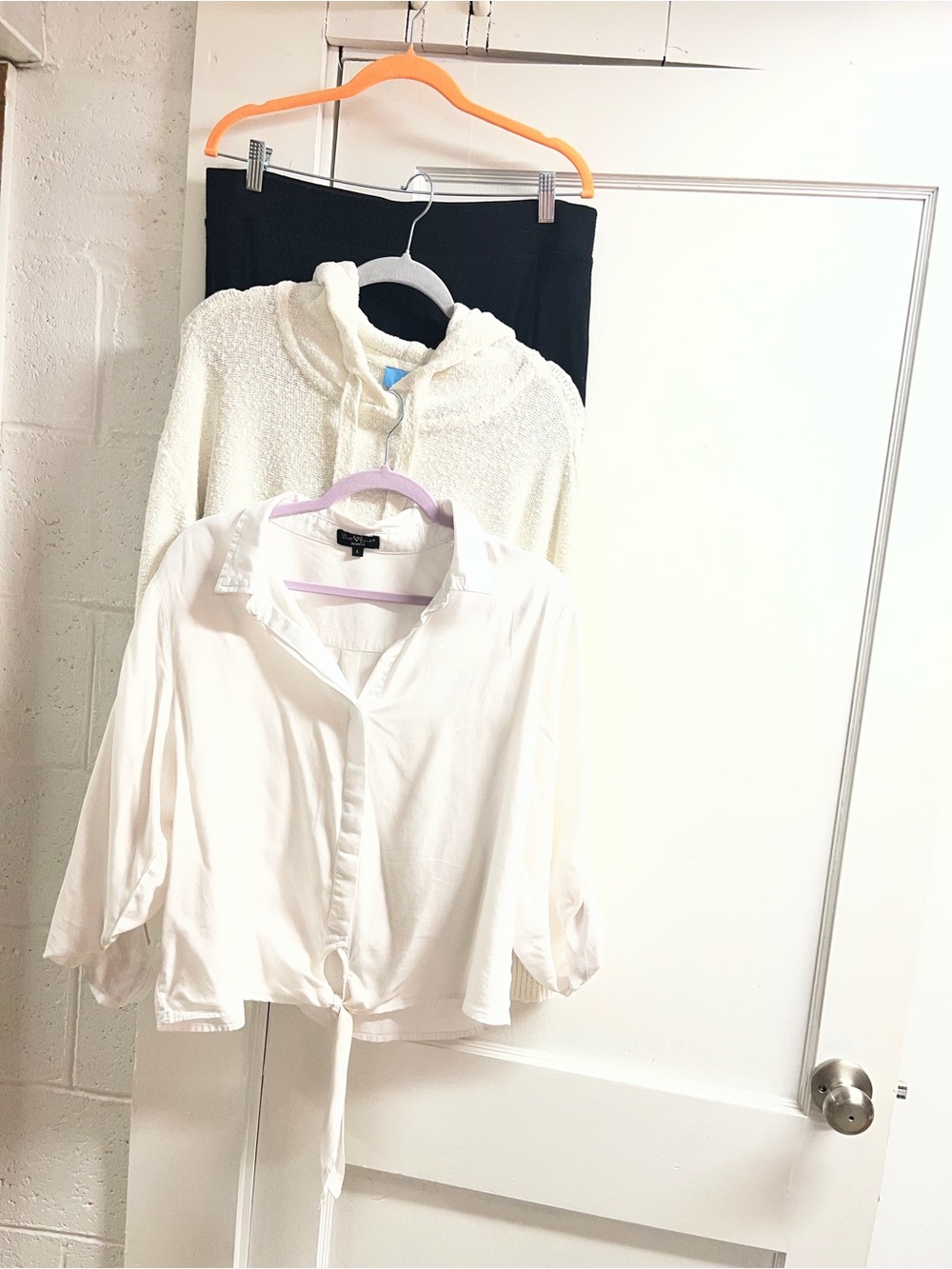 3 pc CeCe Cream Knit Sweater/Lightweight shirt/skirt
